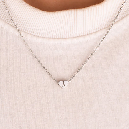 Dainty Heart Initial Necklace