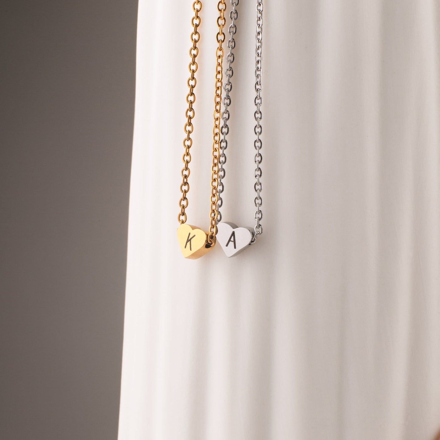 Dainty Heart Initial Necklace