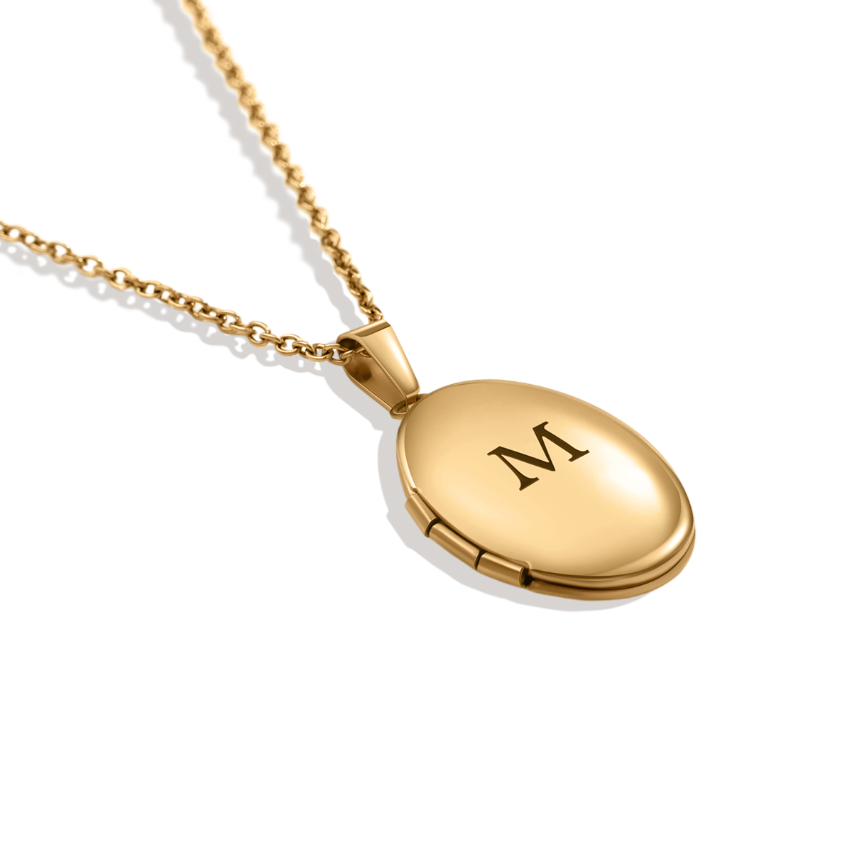 Engraved Oval Photo Locket Necklace