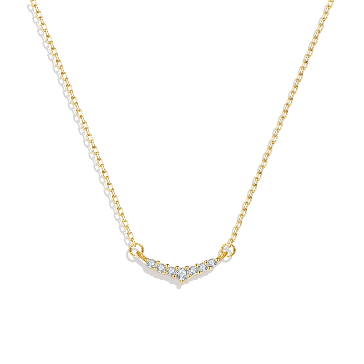 Curved Diamond Bar Necklace