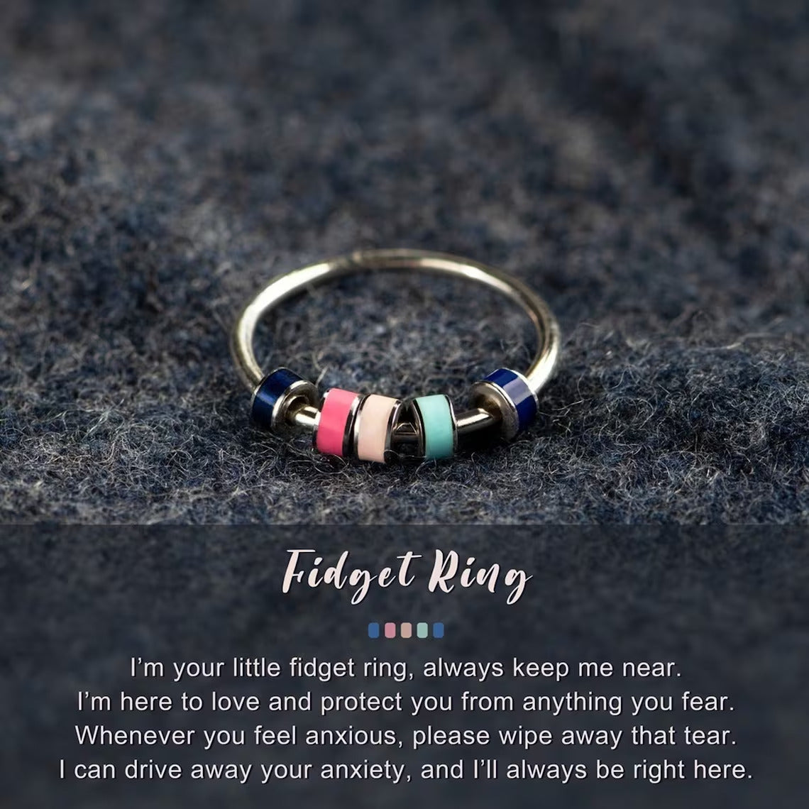 Enamel Bead Spinning Fidget Ring