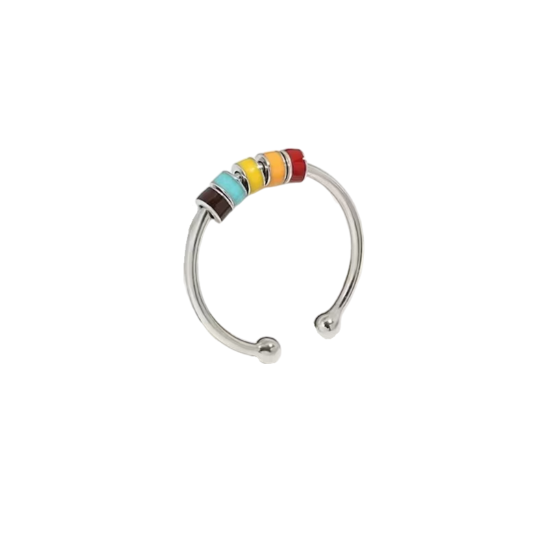 Enamel Bead Spinning Fidget Ring