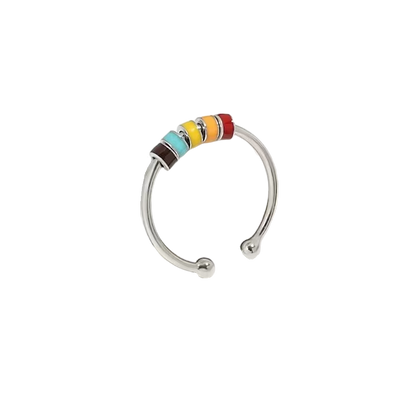 Enamel Bead Spinning Fidget Ring