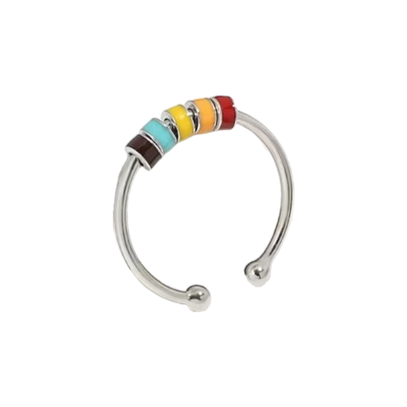 Enamel Bead Spinning Fidget Ring