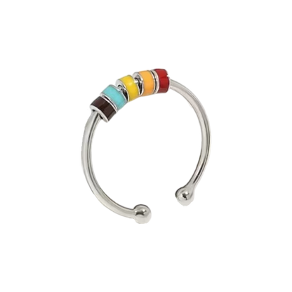 Enamel Bead Spinning Fidget Ring