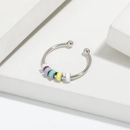 Enamel Bead Spinning Fidget Ring