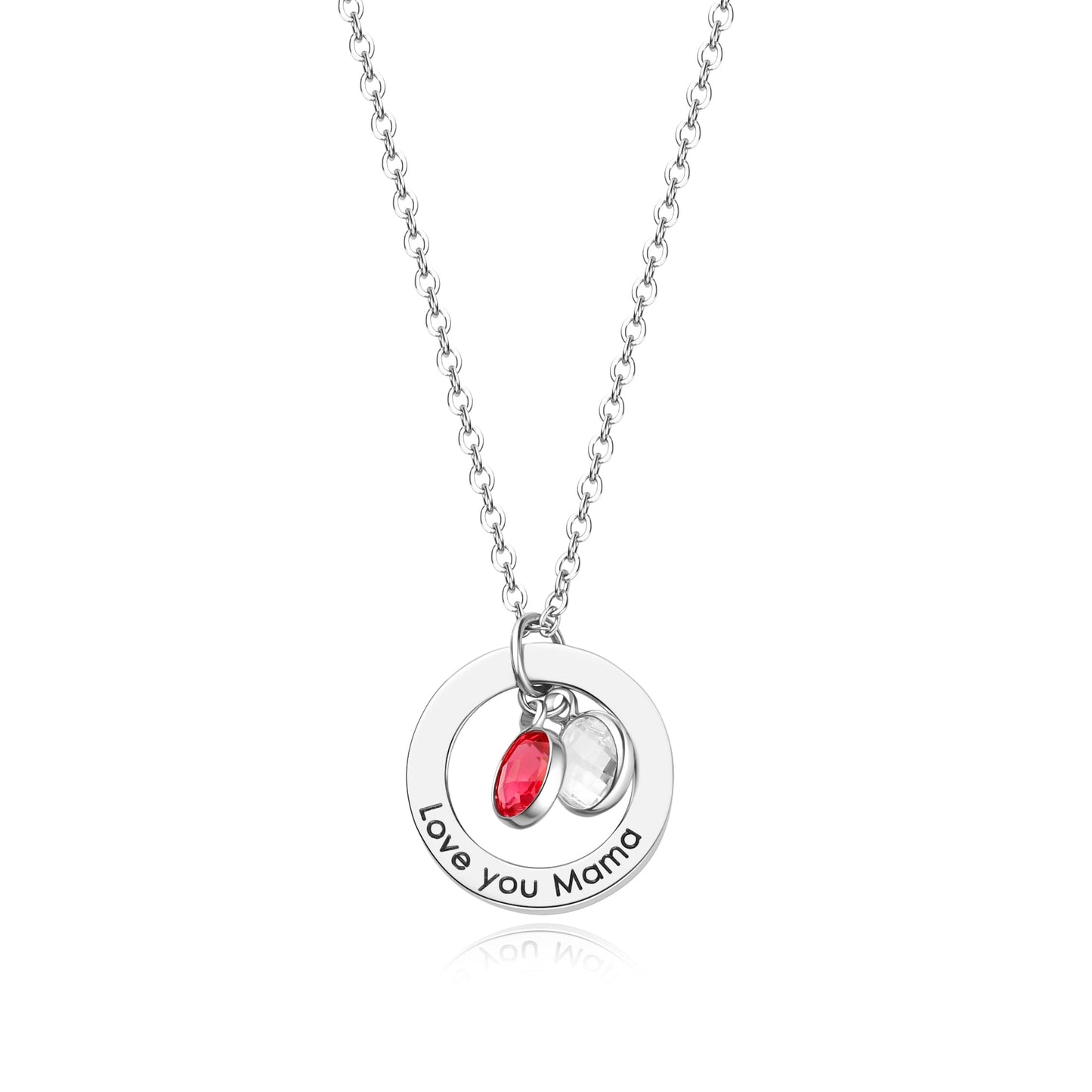 Family Eternal Ring and Birthstones Necklace