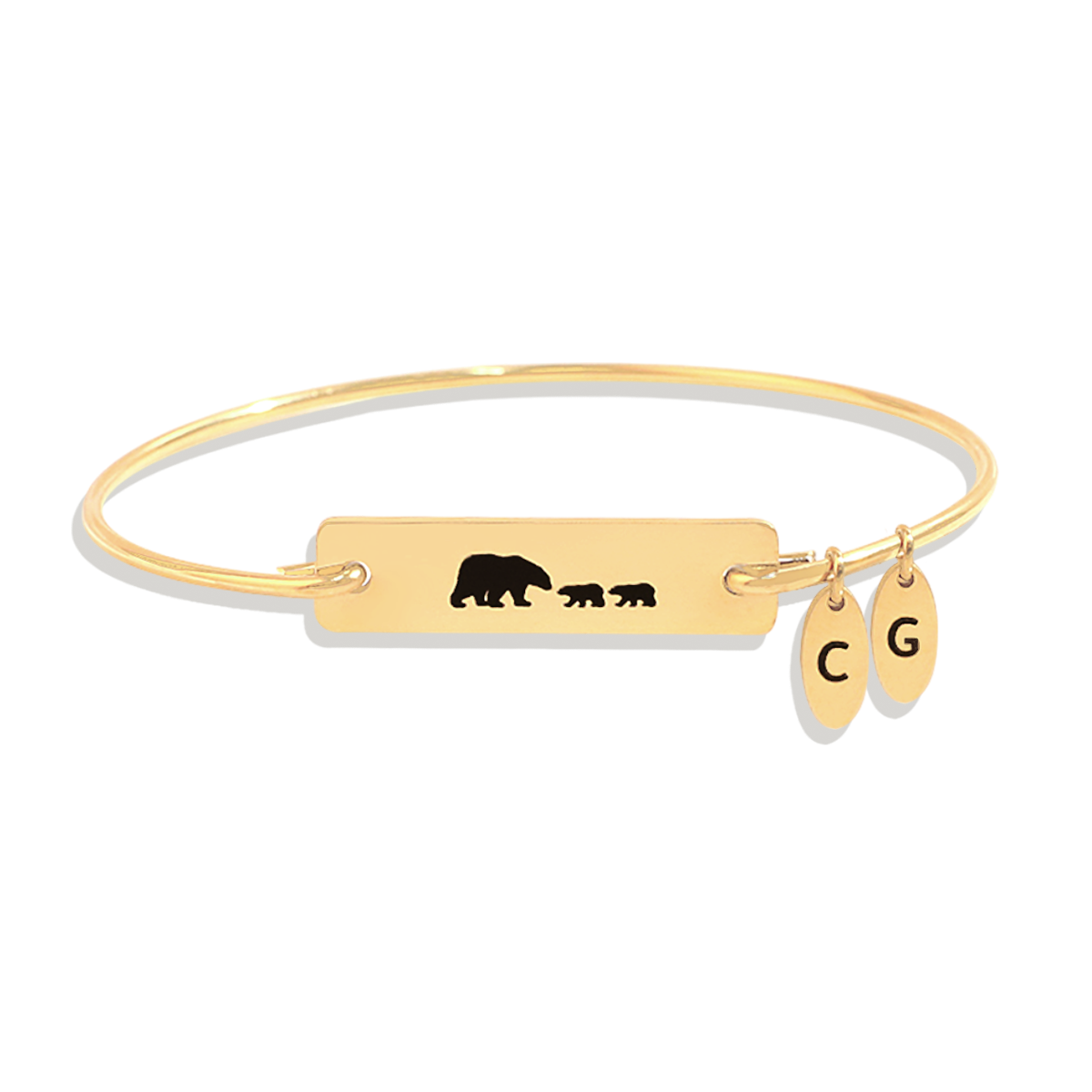 Mama Bear with Cubs Dainty Bangle Bracelet - Up to 5 Cubs