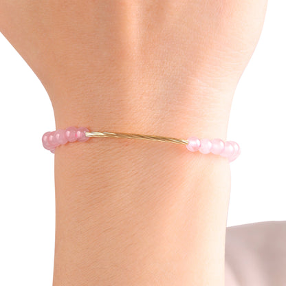 Hammered Gold Rose Quartz Bracelet