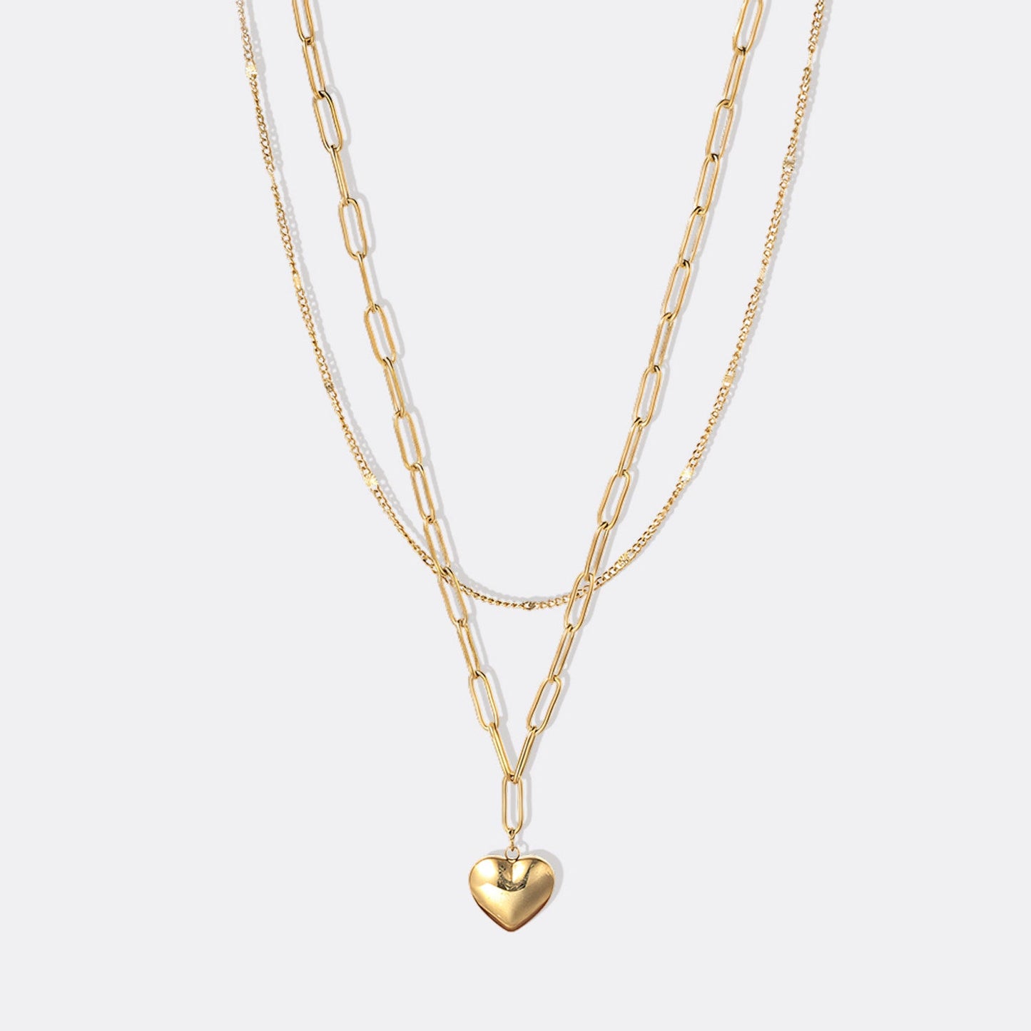 Puffy Heart Stacked Necklace