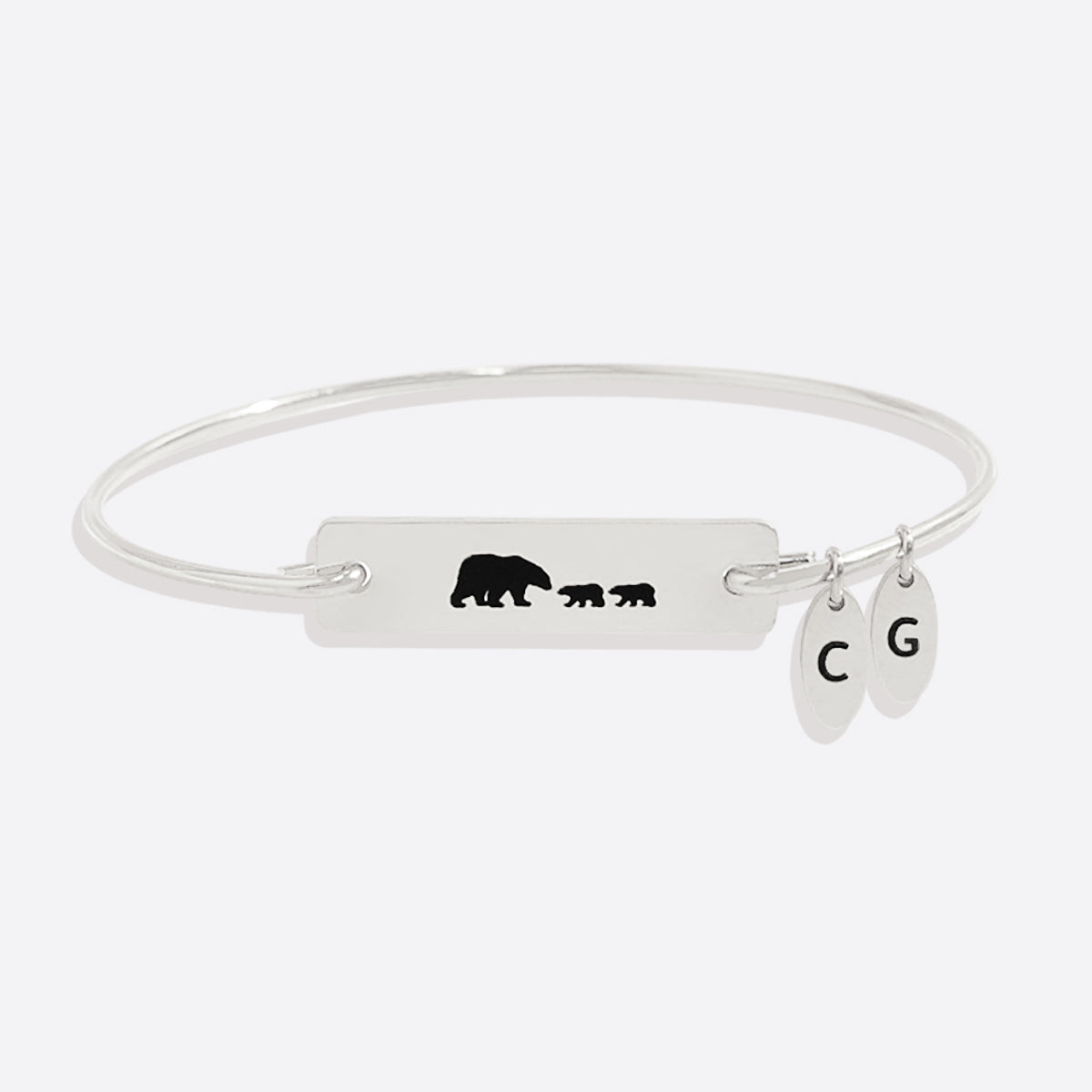 Mama Bear with Cubs Dainty Bangle Bracelet - Up to 5 Cubs