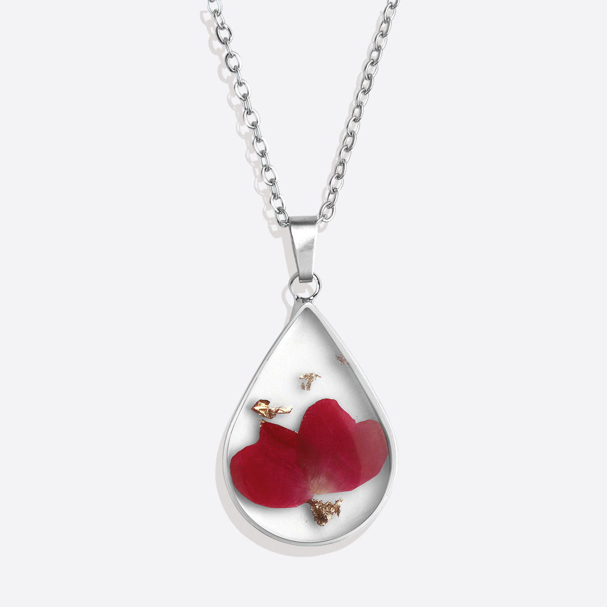 Pressed Birth Flower Droplet Necklace