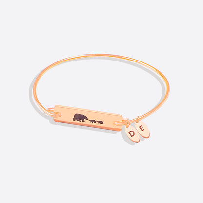 Mama Bear with Cubs Dainty Bangle Bracelet - Up to 5 Cubs