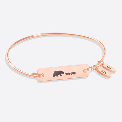 Mama Bear with Cubs Dainty Bangle Bracelet - Up to 5 Cubs