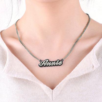 Enamel Script Name Necklace