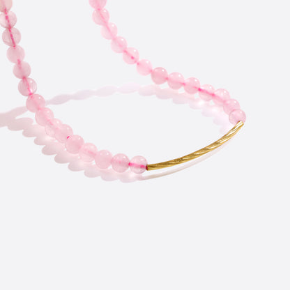 Hammered Gold Rose Quartz Bracelet