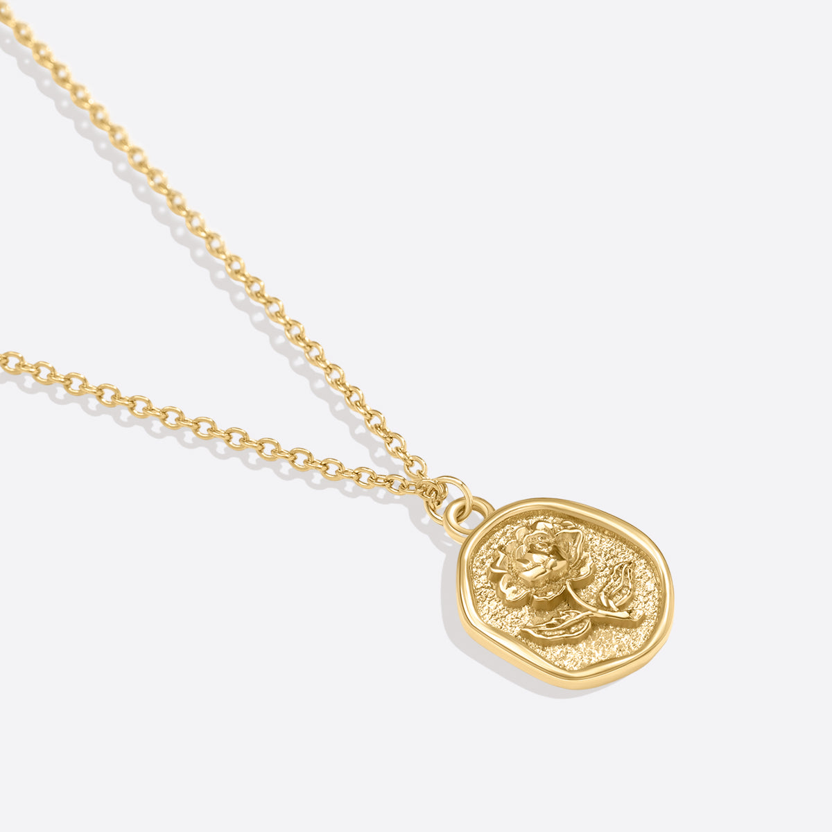 Stamped Rose Pendant Necklace