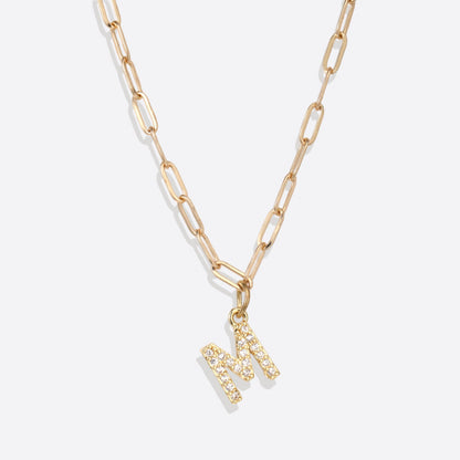 Paperclip Pave Initial Necklace