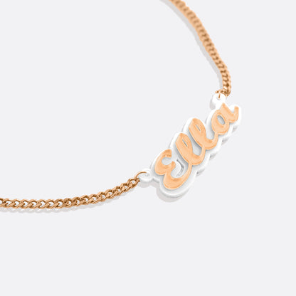 Enamel Script Name Necklace