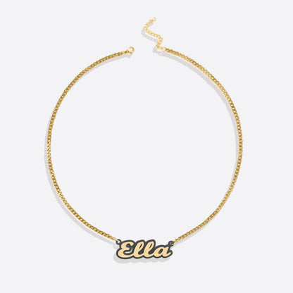 Enamel Script Name Necklace