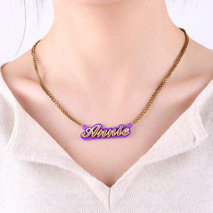 Enamel Script Name Necklace