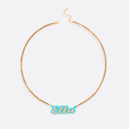 Enamel Script Name Necklace