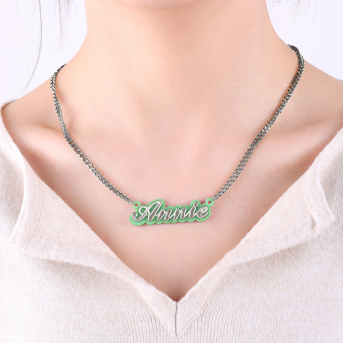 Enamel Script Name Necklace