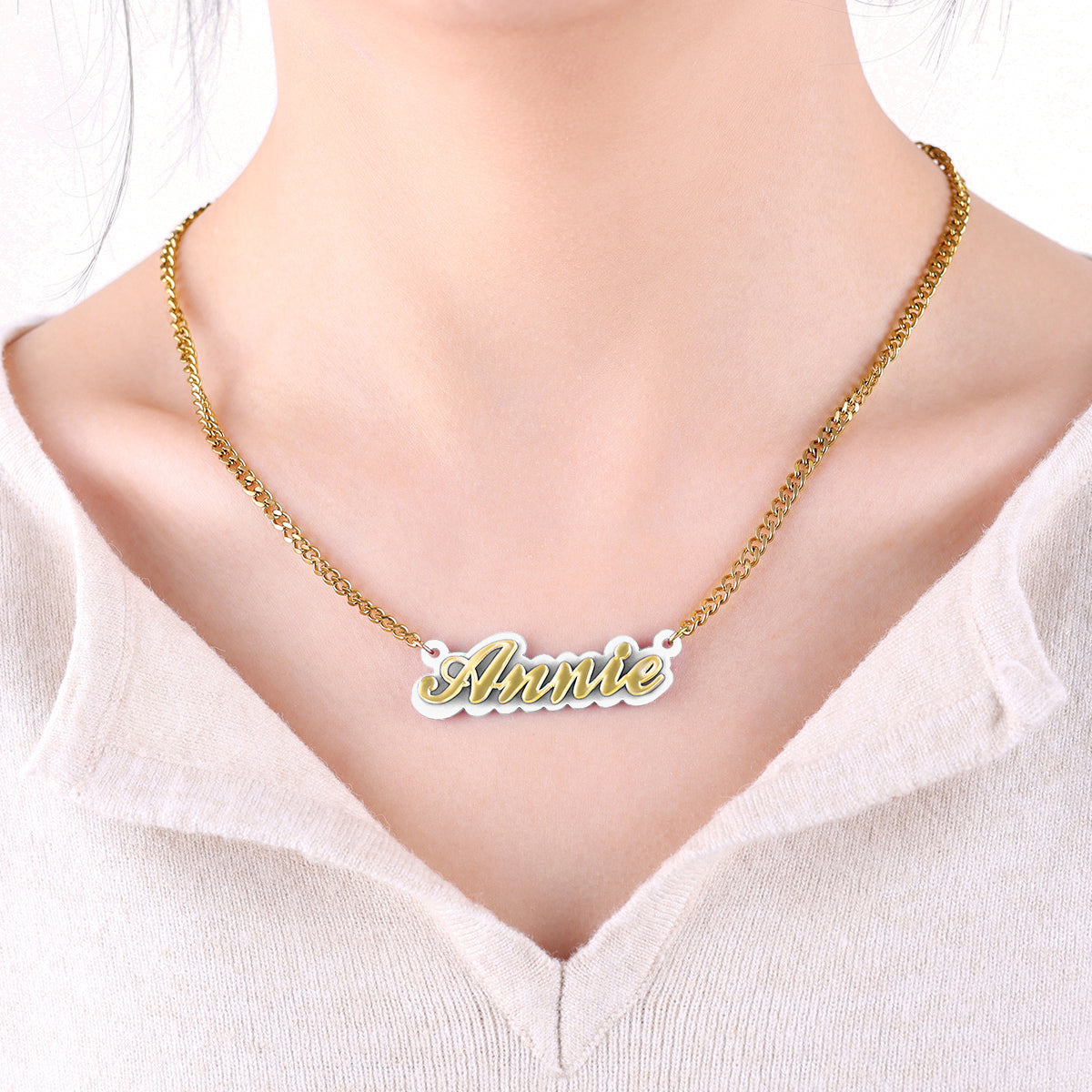 Enamel Script Name Necklace