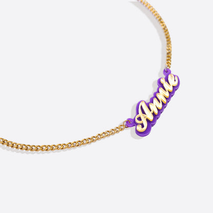 Enamel Script Name Necklace