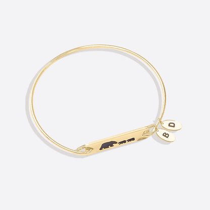 Mama Bear with Cubs Dainty Bangle Bracelet - Up to 5 Cubs