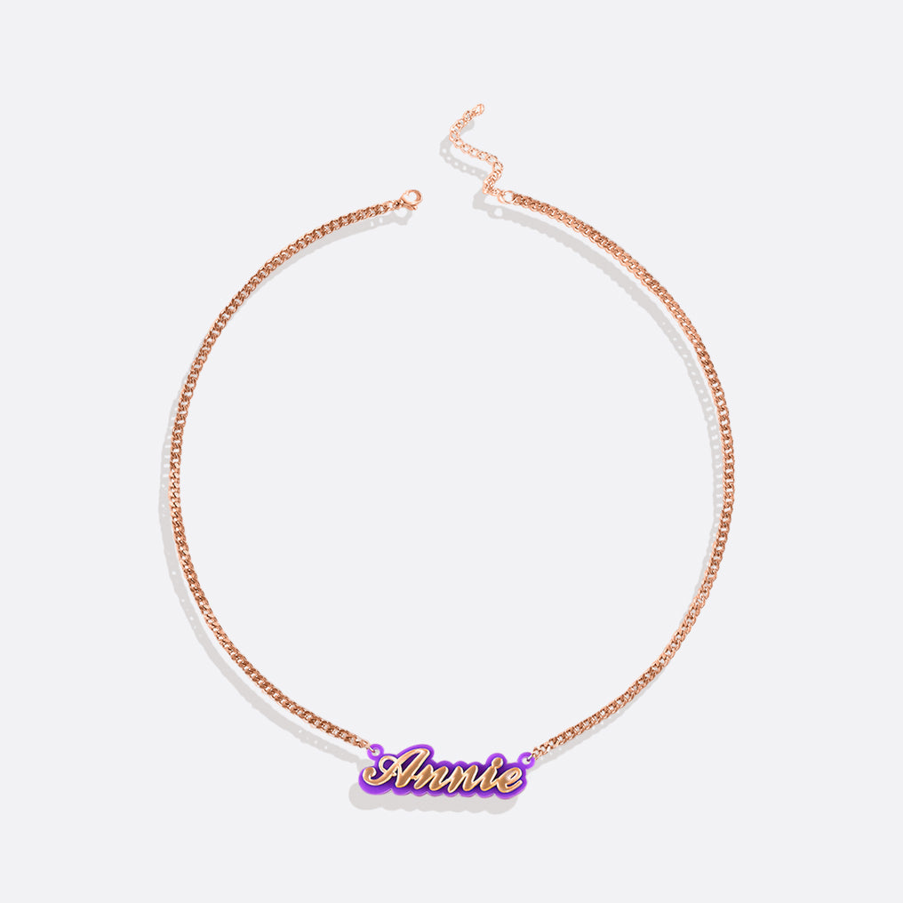 Enamel Script Name Necklace