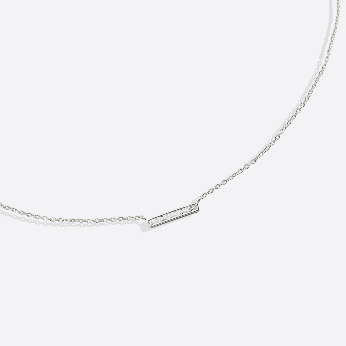 Dainty Crystal Bar Pendant Necklace