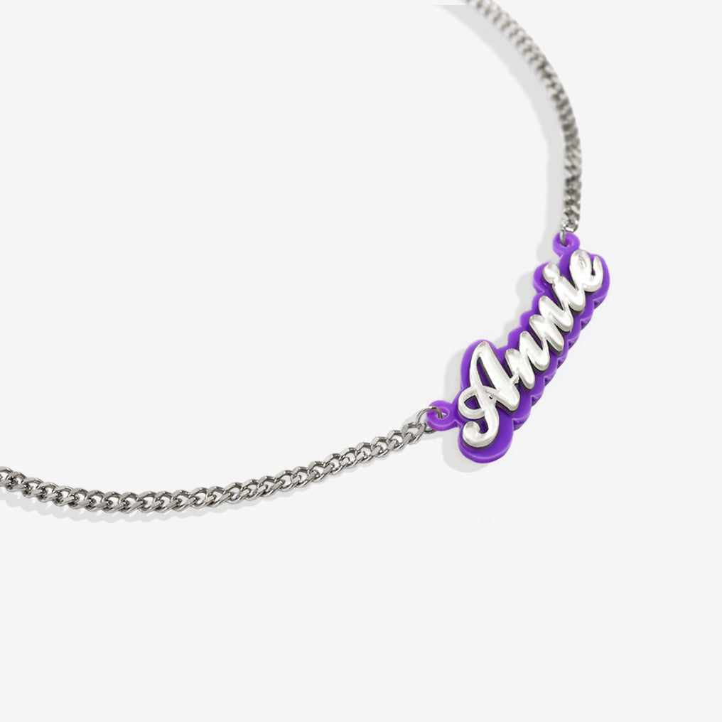 Enamel Script Name Necklace