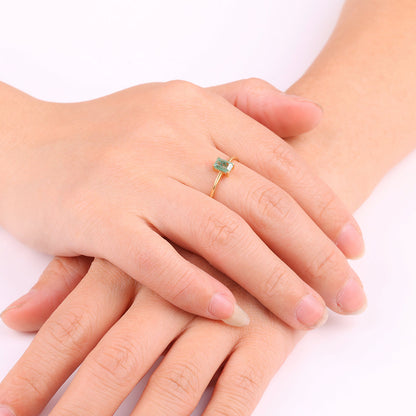 Dainty Moss Agate Ring