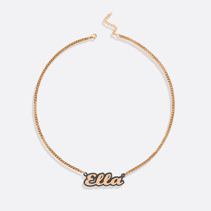 Enamel Script Name Necklace