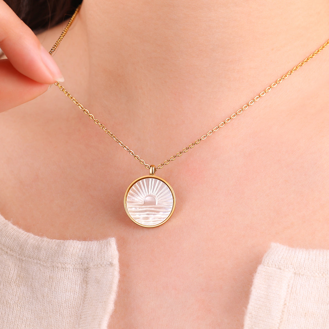 Mother of Pearl Sunrise Pendant Necklace