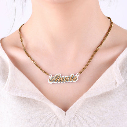 Enamel Script Name Necklace