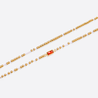 Gold Beaded Birthstone Bracelet