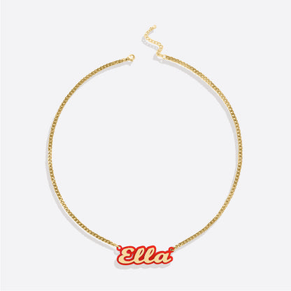 Enamel Script Name Necklace