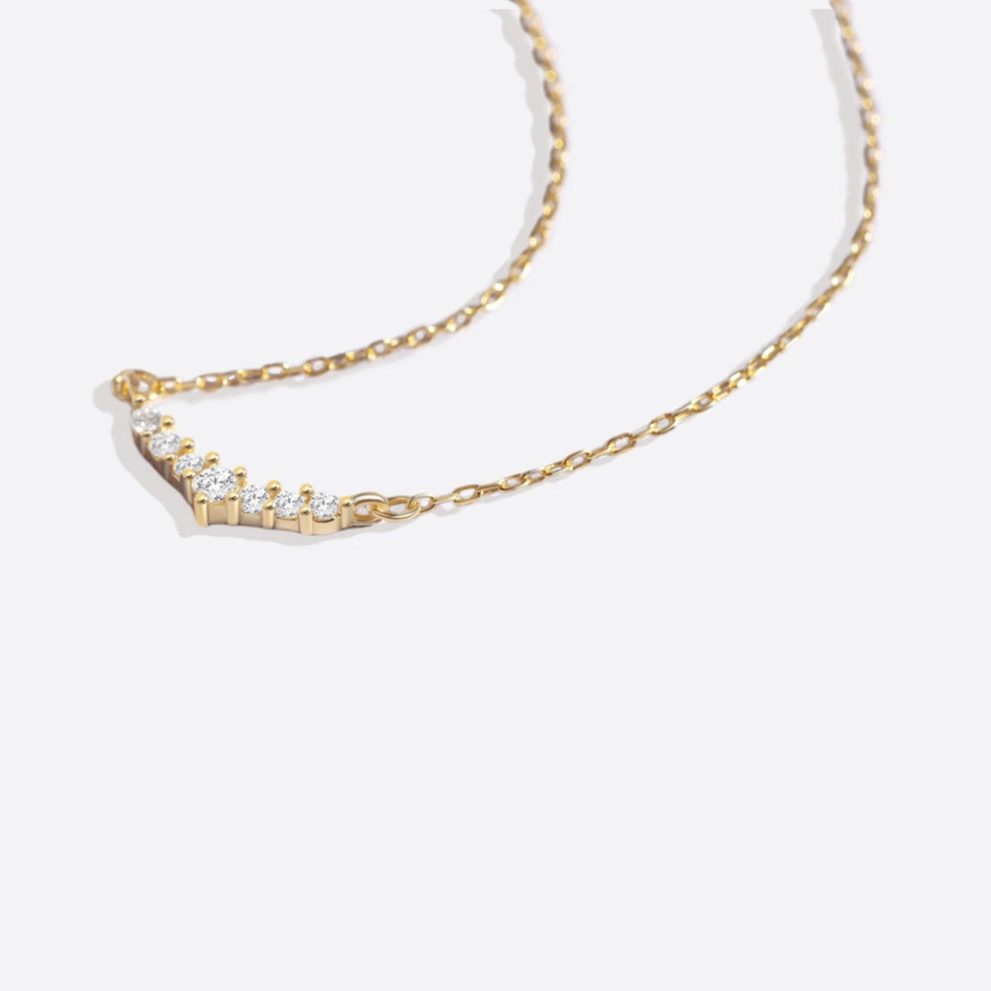 Curved Diamond Bar Necklace