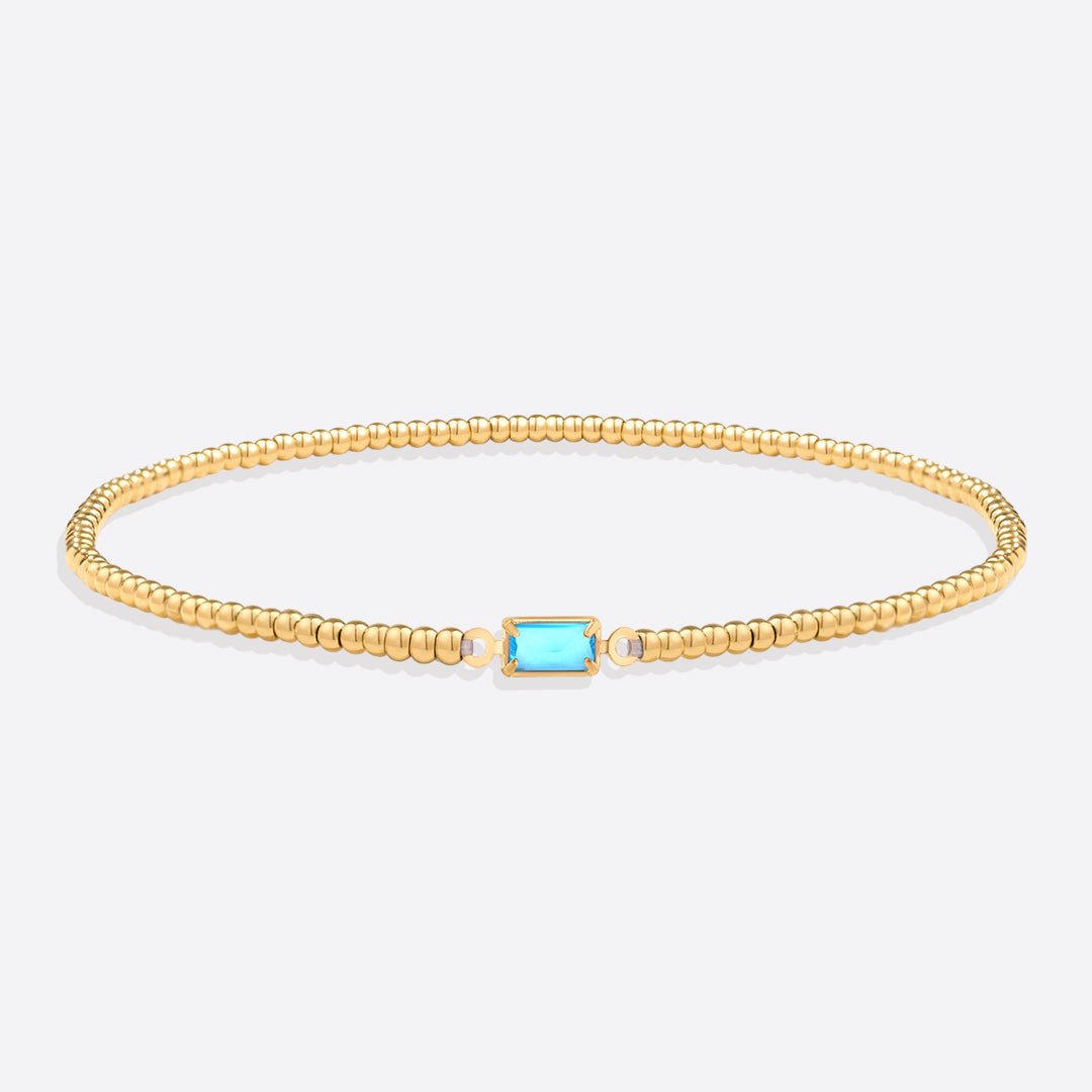 Gold Beaded Birthstone Bracelet