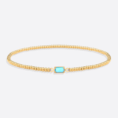 Gold Beaded Birthstone Bracelet