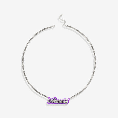 Enamel Script Name Necklace