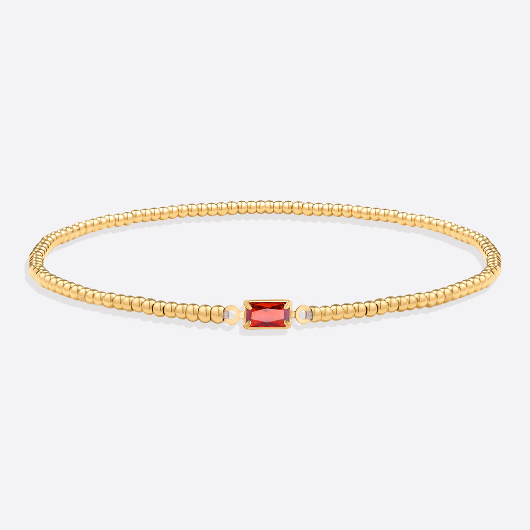 Gold Beaded Birthstone Bracelet