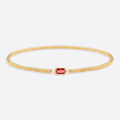 Gold Beaded Birthstone Bracelet