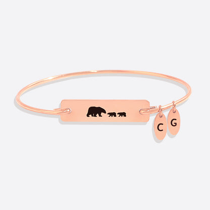 Mama Bear with Cubs Dainty Bangle Bracelet - Up to 5 Cubs