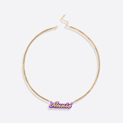 Enamel Script Name Necklace