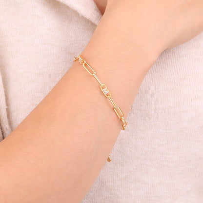 Paperclip Bracelet with Pave Initials