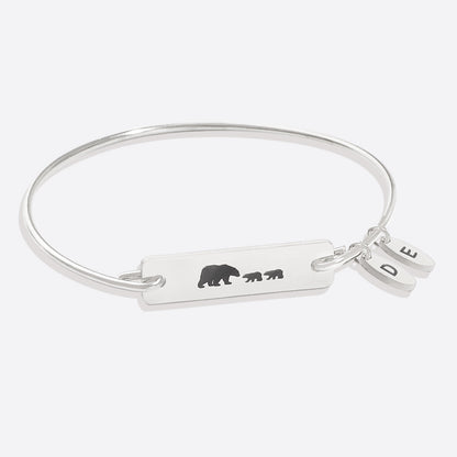 Mama Bear with Cubs Dainty Bangle Bracelet - Up to 5 Cubs