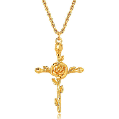 Floral Cross Pendant Necklace